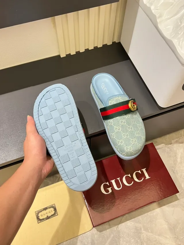 Gucci Princetown Black Red GG Monogram Interlocking G Buckle Casual Shoes 5