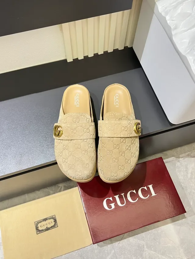 Gucci Princetown Black Red GG Monogram Interlocking G Buckle Casual Shoes 13