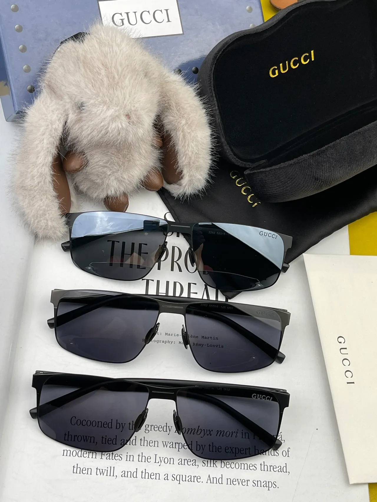 Gucci Rectangular Metal Frame Gradient Sunglasses 4