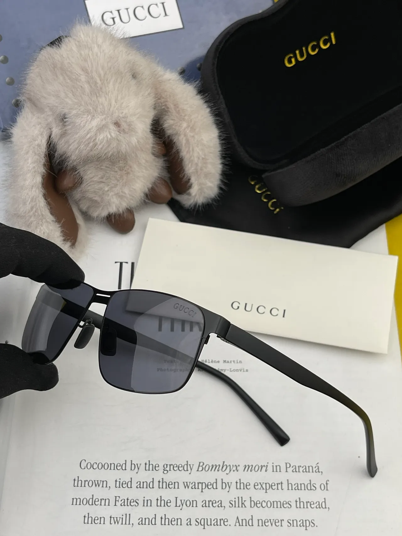 Gucci Rectangular Metal Frame Gradient Sunglasses 8