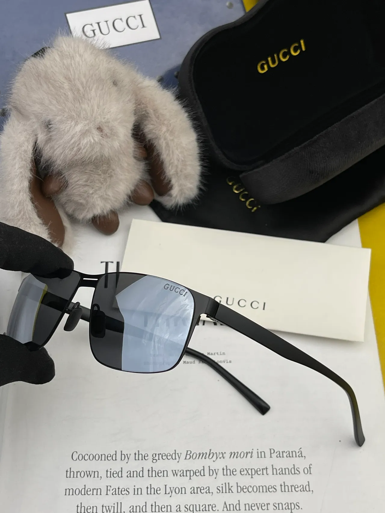 Gucci Rectangular Metal Frame Gradient Sunglasses 9
