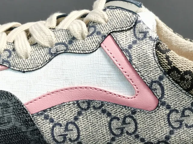 Gucci Rhyton Monogram Canvas Pink Navy Lifestyle Sneakers 2