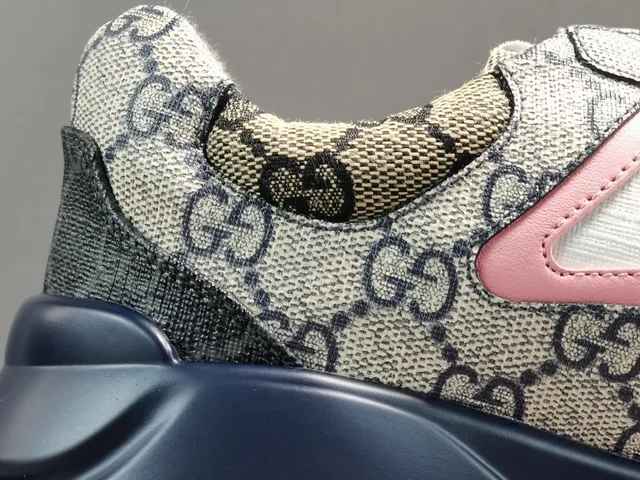 Gucci Rhyton Monogram Canvas Pink Navy Lifestyle Sneakers 6