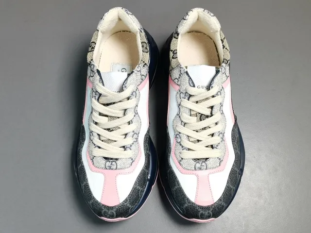 Gucci Rhyton Monogram Canvas Pink Navy Lifestyle Sneakers 11