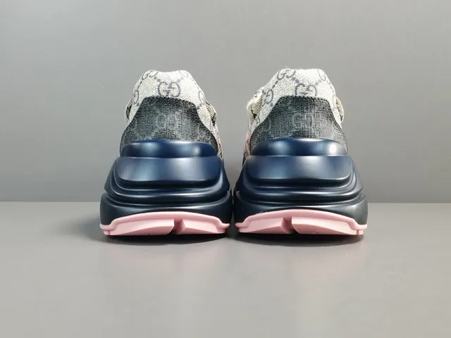 Gucci Rhyton Monogram Canvas Pink Navy Lifestyle Sneakers 12