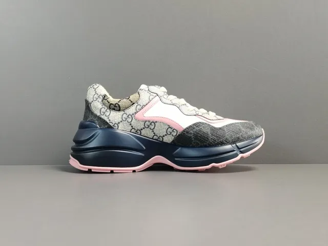 Gucci Rhyton Monogram Canvas Pink Navy Lifestyle Sneakers 18