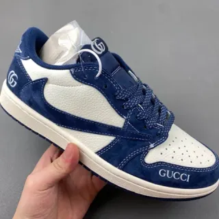 Gucci Rhyton Navy and White Suede Leather Lifestyle Sneakers