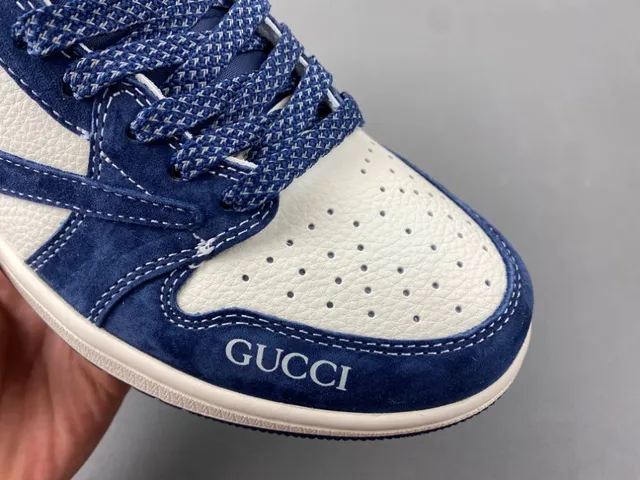 Gucci Rhyton Navy and White Suede Leather Lifestyle Sneakers 2