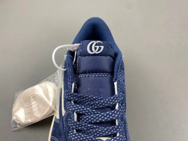 Gucci Rhyton Navy and White Suede Leather Lifestyle Sneakers 6