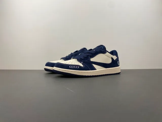 Gucci Rhyton Navy and White Suede Leather Lifestyle Sneakers 10