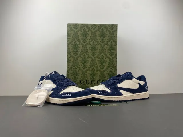 Gucci Rhyton Navy and White Suede Leather Lifestyle Sneakers 13