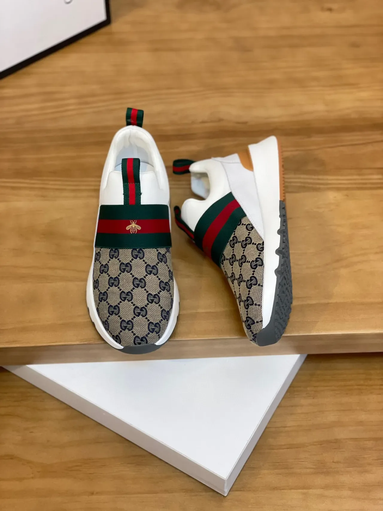 Gucci Screener Beige GG Monogram Web Strap sneakers lifestyle 3