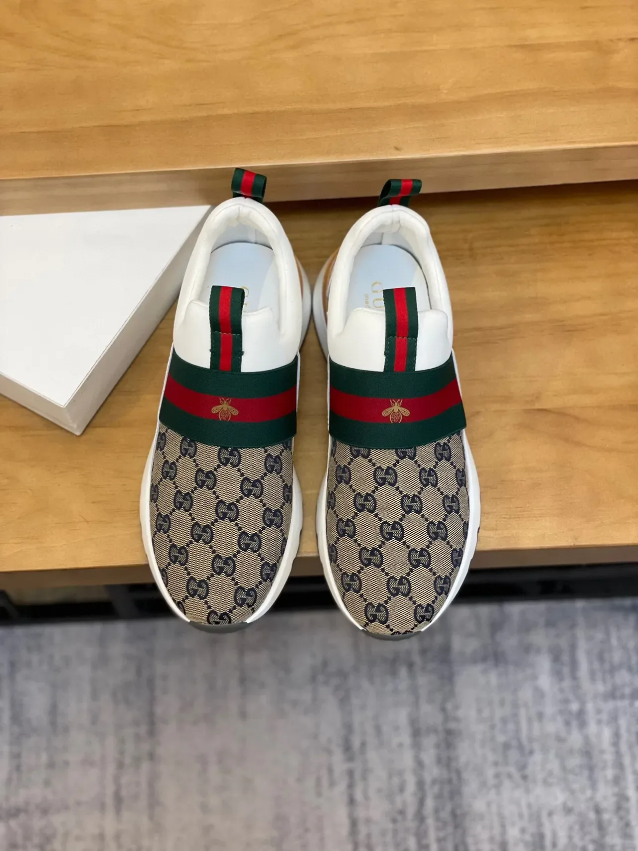 Gucci Screener Beige GG Monogram Web Strap sneakers lifestyle 4