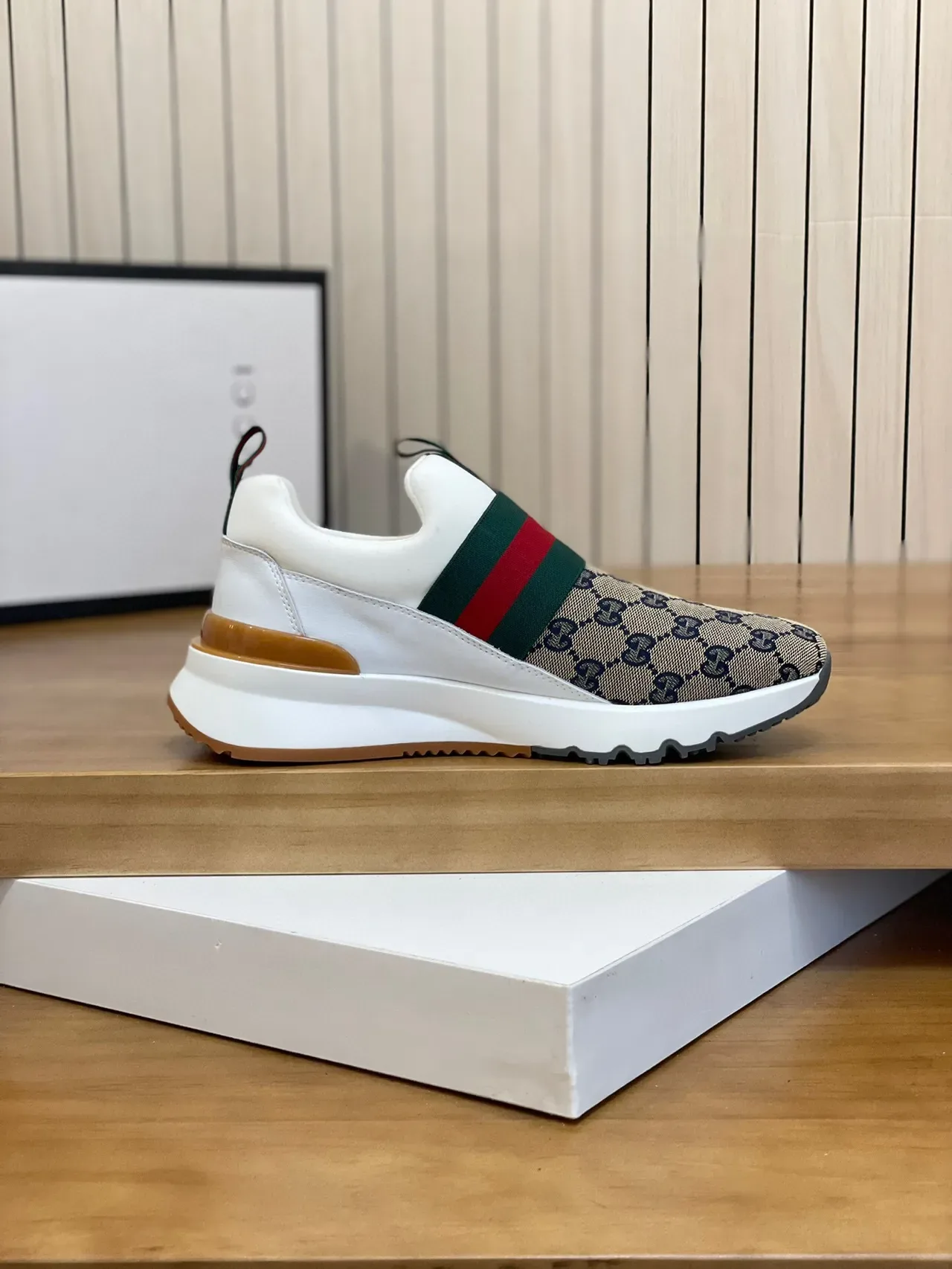 Gucci Screener Beige GG Monogram Web Strap sneakers lifestyle 5