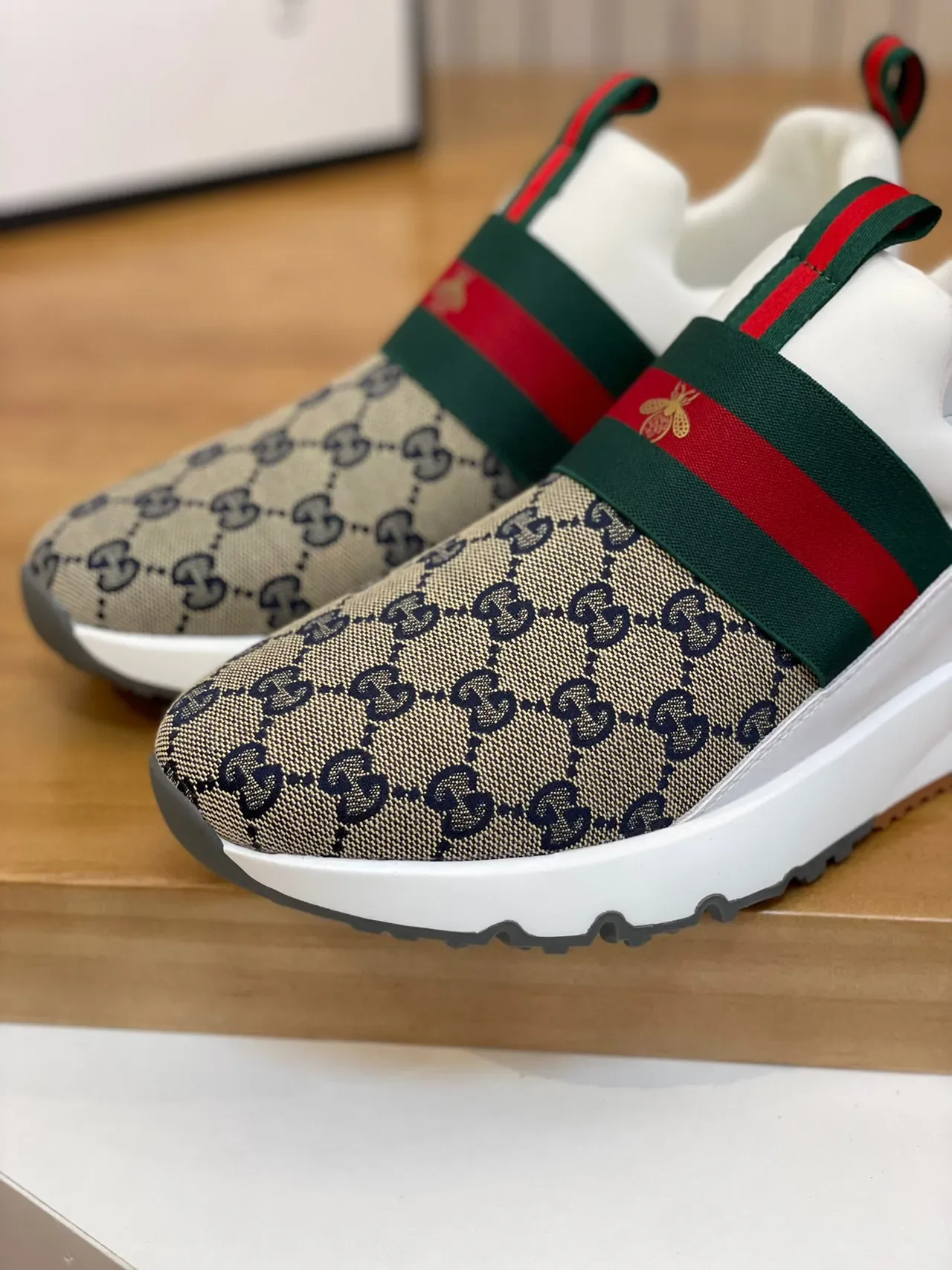 Gucci Screener Beige GG Monogram Web Strap sneakers lifestyle 6