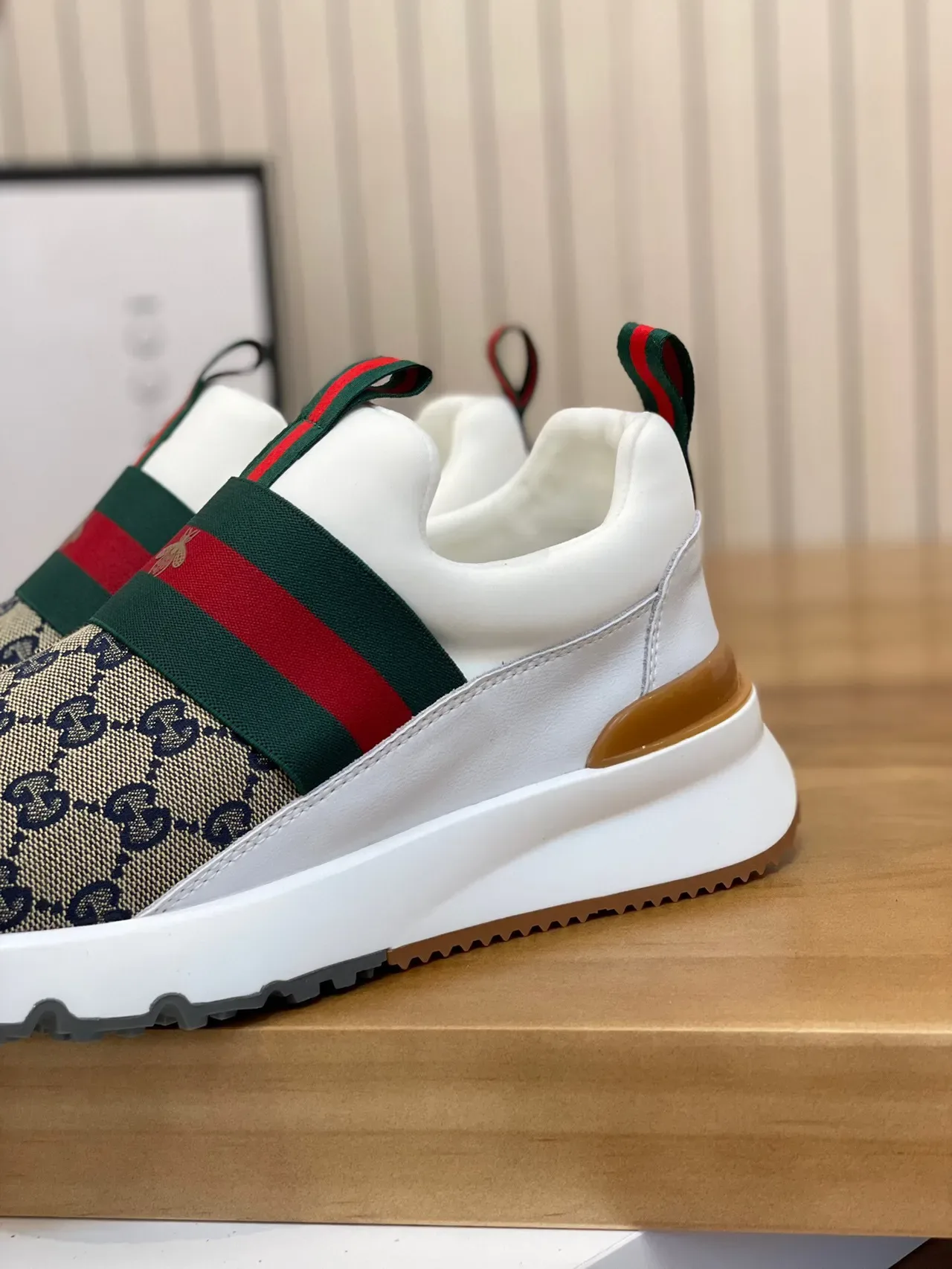 Gucci Screener Beige GG Monogram Web Strap sneakers lifestyle 7