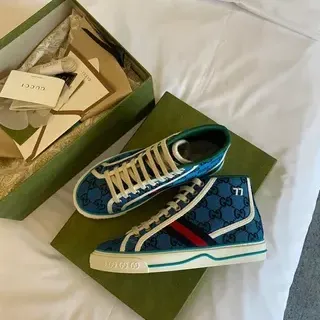 Gucci Screener Blue GG Monogram High-Top Lifestyle Sneakers