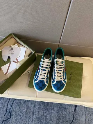 Gucci Screener Blue GG Monogram High-Top Lifestyle Sneakers 4