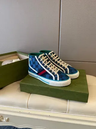 Gucci Screener Blue GG Monogram High-Top Lifestyle Sneakers 8