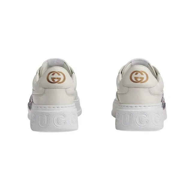 Gucci Screener Flame-Embroidered GG Leather Lifestyle Sneakers 2