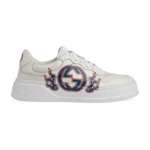 Gucci Screener Flame-Embroidered GG Leather Lifestyle Sneakers 3