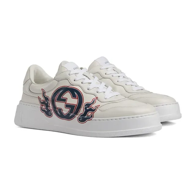 Gucci Screener Flame-Embroidered GG Leather Lifestyle Sneakers 4