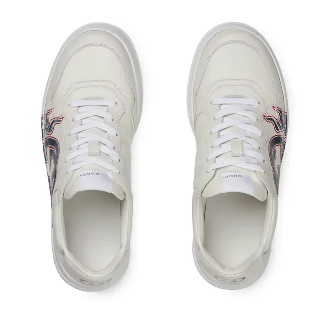 Gucci Screener Flame-Embroidered GG Leather Lifestyle Sneakers 5
