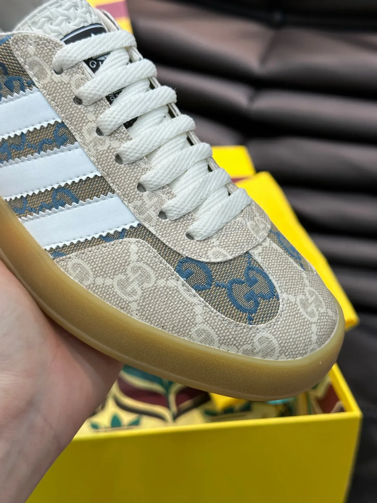 Gucci Screener GG Monogram Beige Blue White Lifestyle Sneakers 5