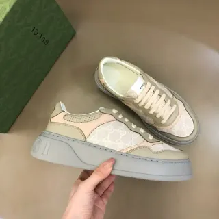 Gucci Screener GG Monogram Beige Pink Sage Lifestyle Sneakers
