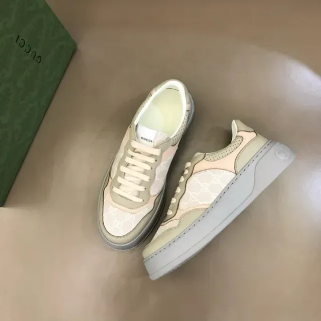 Gucci Screener GG Monogram Beige Pink Sage Lifestyle Sneakers 2