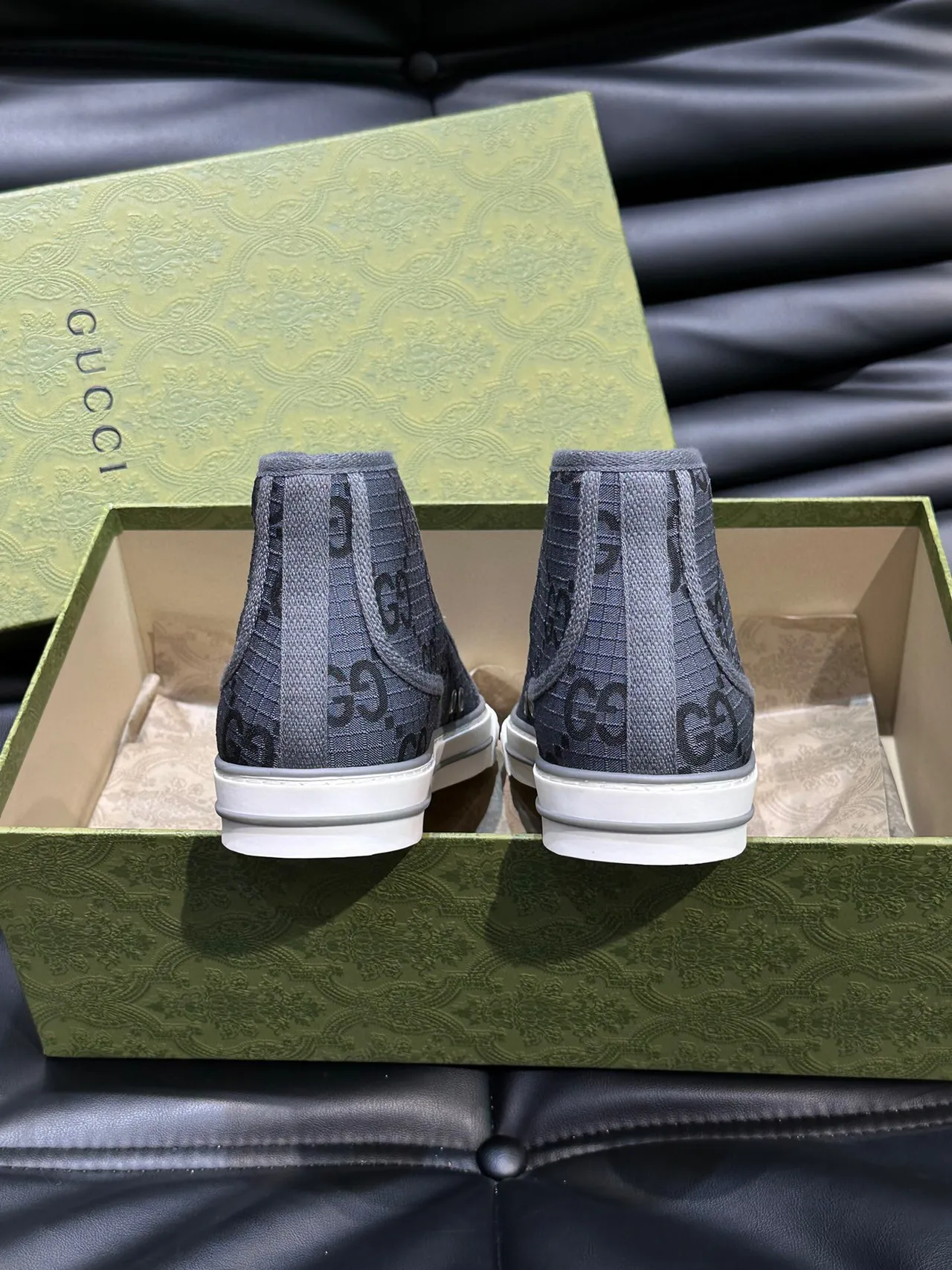 Gucci Screener Gray GG Monogram High-Top Lifestyle Sneakers 6