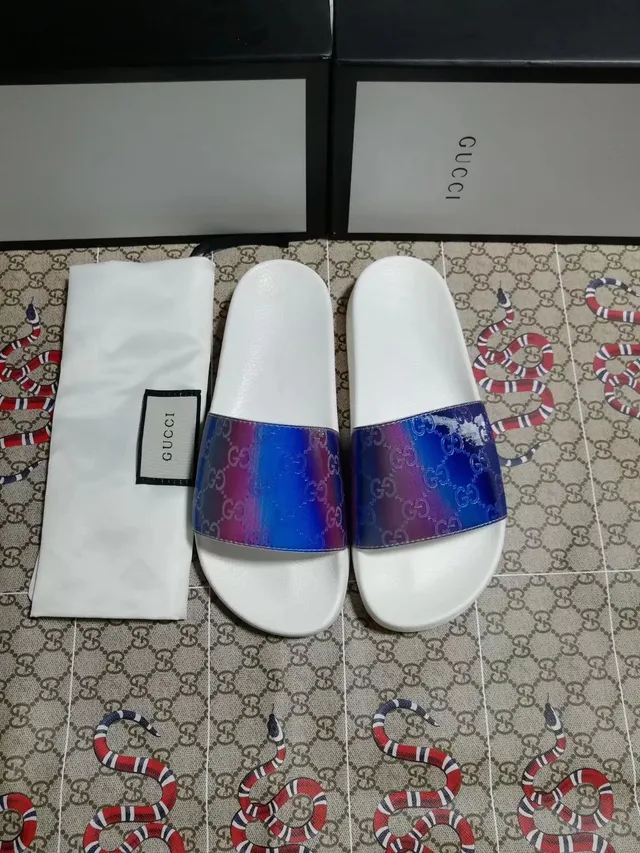 Gucci Screener Iridescent GG Monogram White Slippers 2