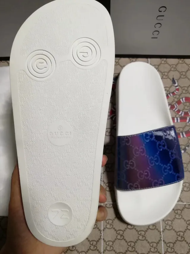 Gucci Screener Iridescent GG Monogram White Slippers 3