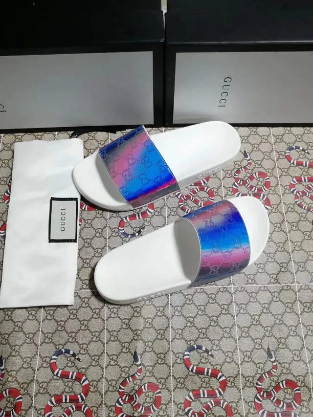 Gucci Screener Iridescent GG Monogram White Slippers 4