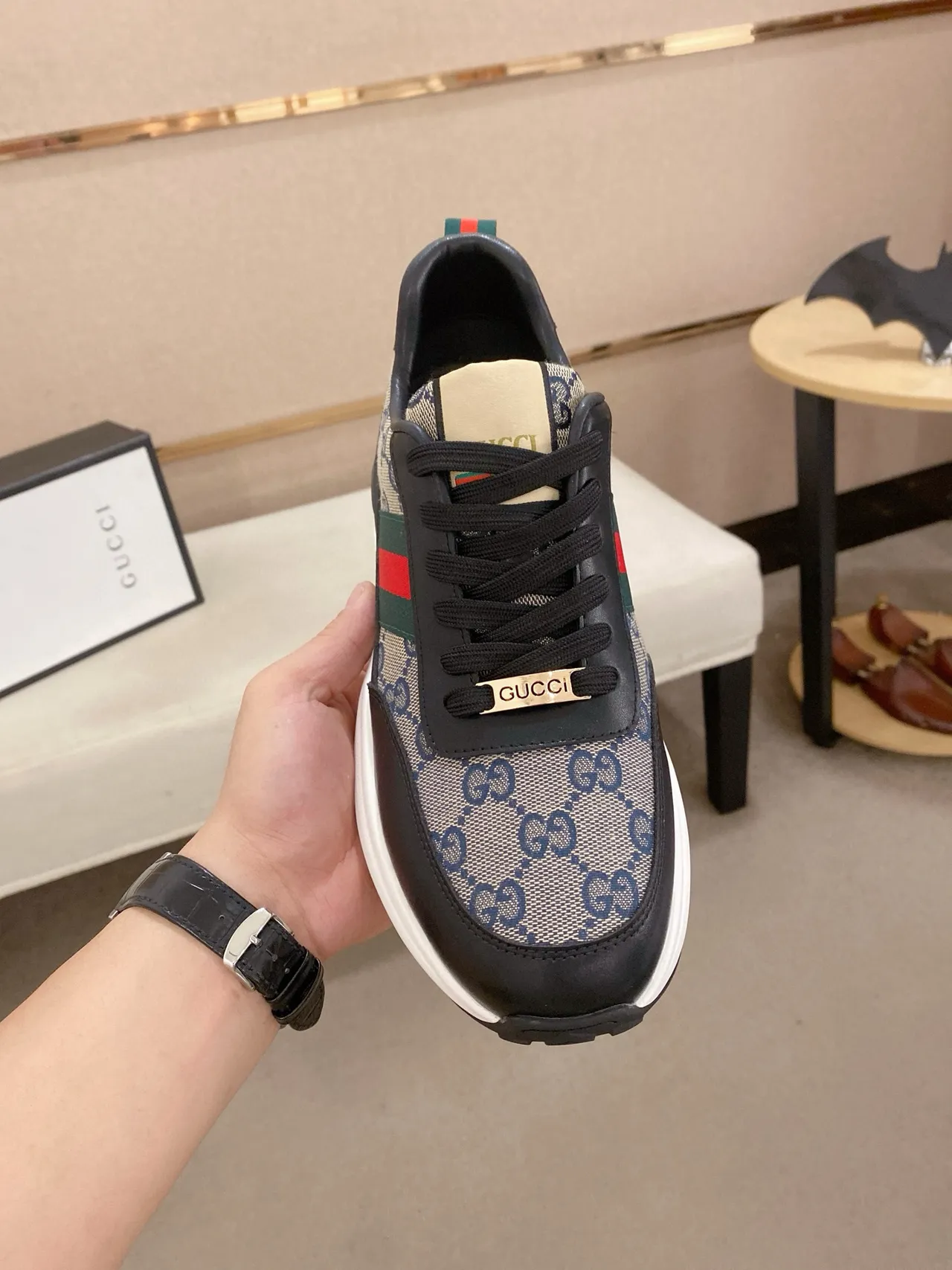 Gucci Screener Monogram Canvas Web Stripe Chunky Sneaker 2