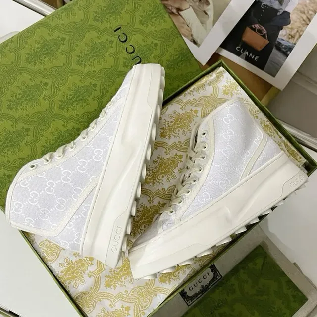 Gucci Screener Monogram Canvas White Lifestyle Sneakers 4