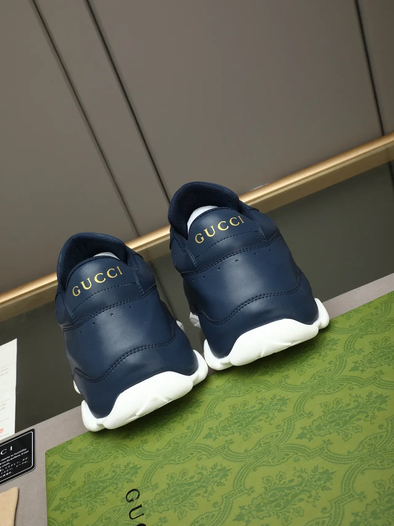 Gucci Screener Navy Blue and Beige GG Monogram Lifestyle Sneakers 4