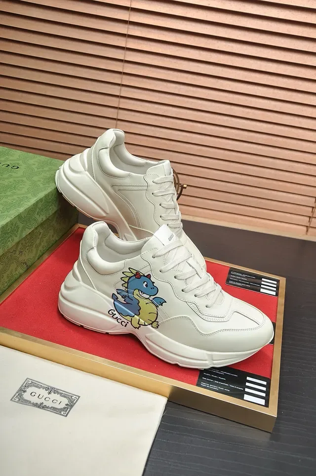 Gucci Screener Off-White Dragon Graphic Lifestyle Sneakers 6