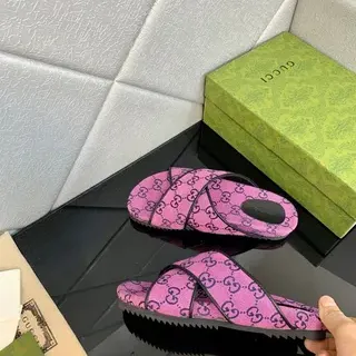 Gucci Screener Pink GG Monogram Canvas Slippers