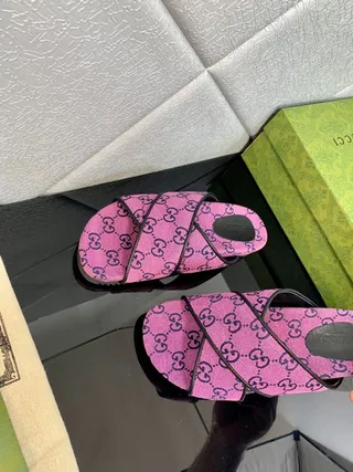 Gucci Screener Pink GG Monogram Canvas Slippers 3