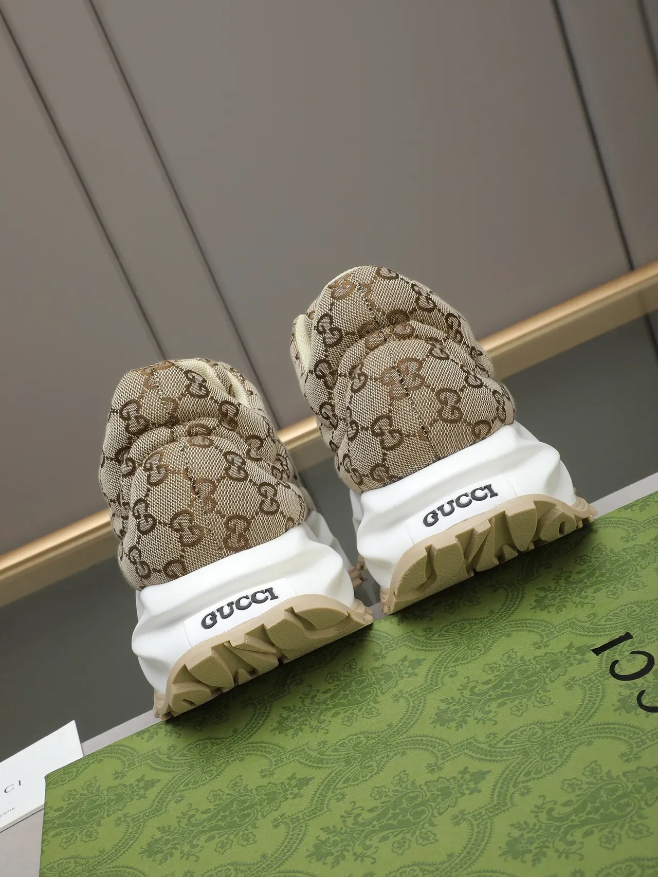 Gucci Screener Quilted GG Monogram Beige Lifestyle Sneakers 3