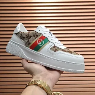 Gucci Screener White and GG Monogram Canvas Lifestyle Sneakers
