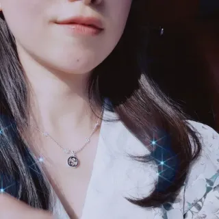 Gucci Silver White Interlocking G Pendant Necklace