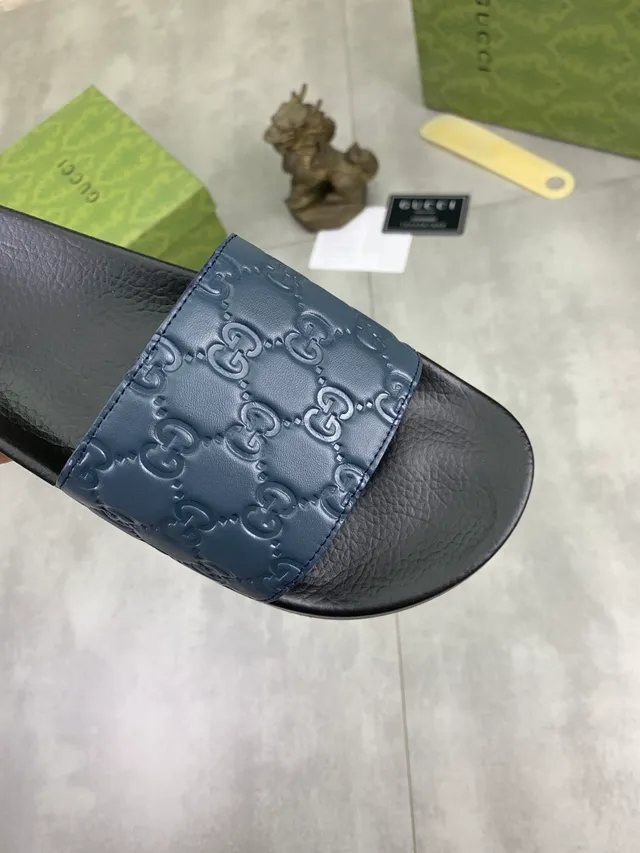 Gucci Slide Black and Dark Brown Embossed GG Monogram Slippers 11