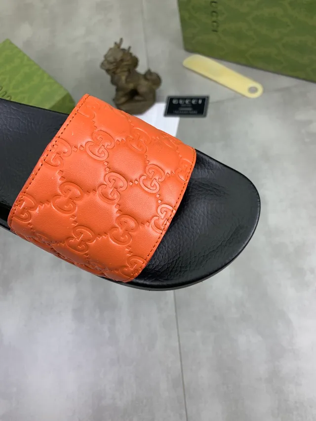 Gucci Slide Black and Dark Brown Embossed GG Monogram Slippers 12