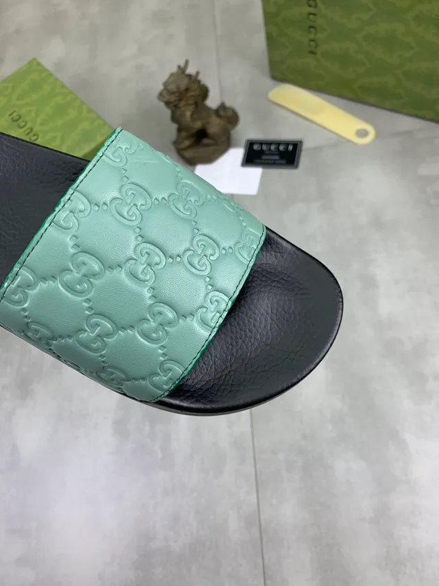 Gucci Slide Black and Dark Brown Embossed GG Monogram Slippers 13