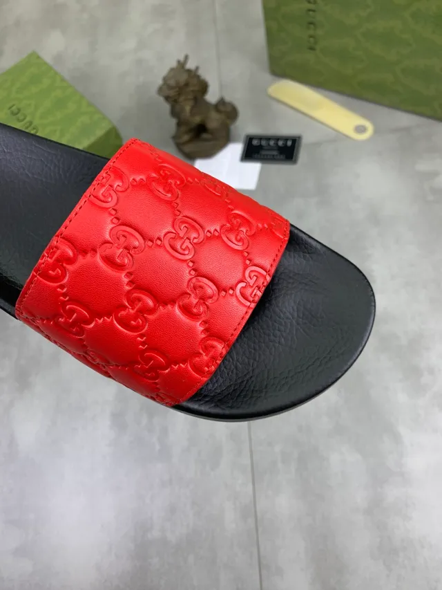 Gucci Slide Black and Dark Brown Embossed GG Monogram Slippers 14