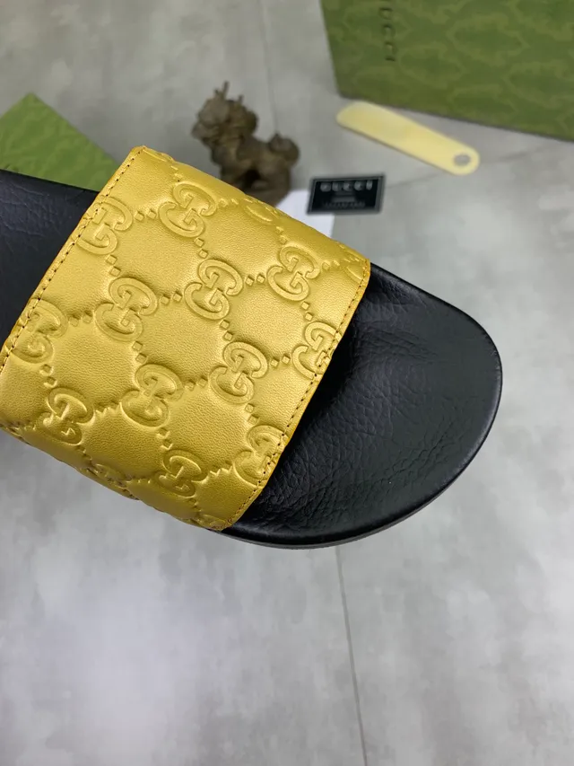 Gucci Slide Black and Dark Brown Embossed GG Monogram Slippers 16