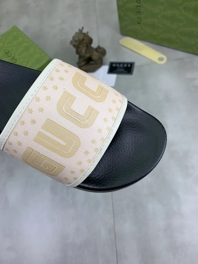 Gucci Slide Black and Dark Brown Embossed GG Monogram Slippers 23