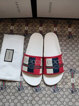 Gucci Slide Multicolor Web Strap Slippers 1